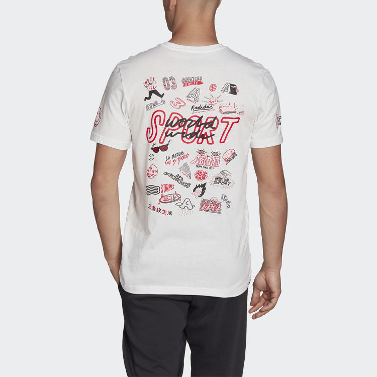 adidas Graffiti Printing Short Sleeve White FN1731