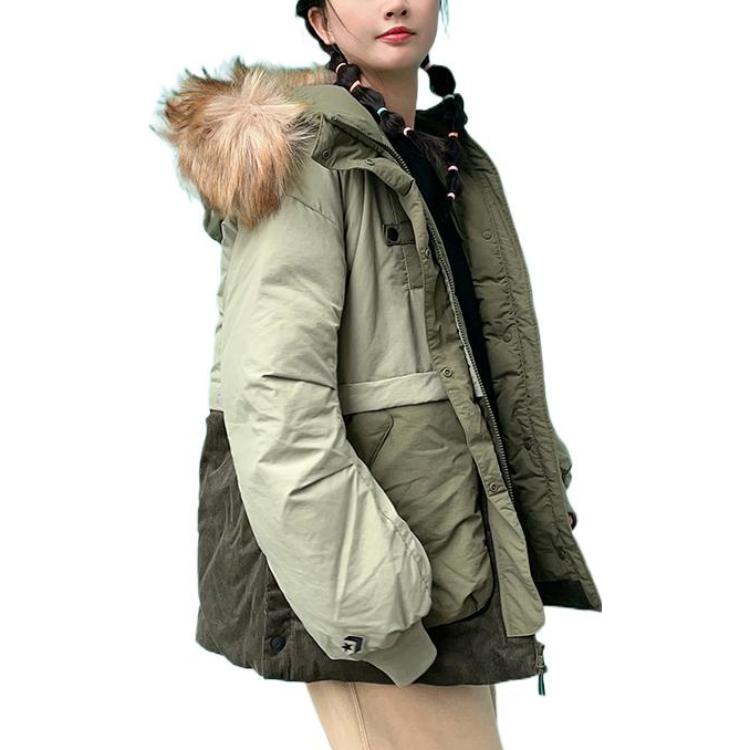 (WMNS) Converse Premium Fashion Mid Down Jacket Asia Sizing 'Army Green' 10023726-A02