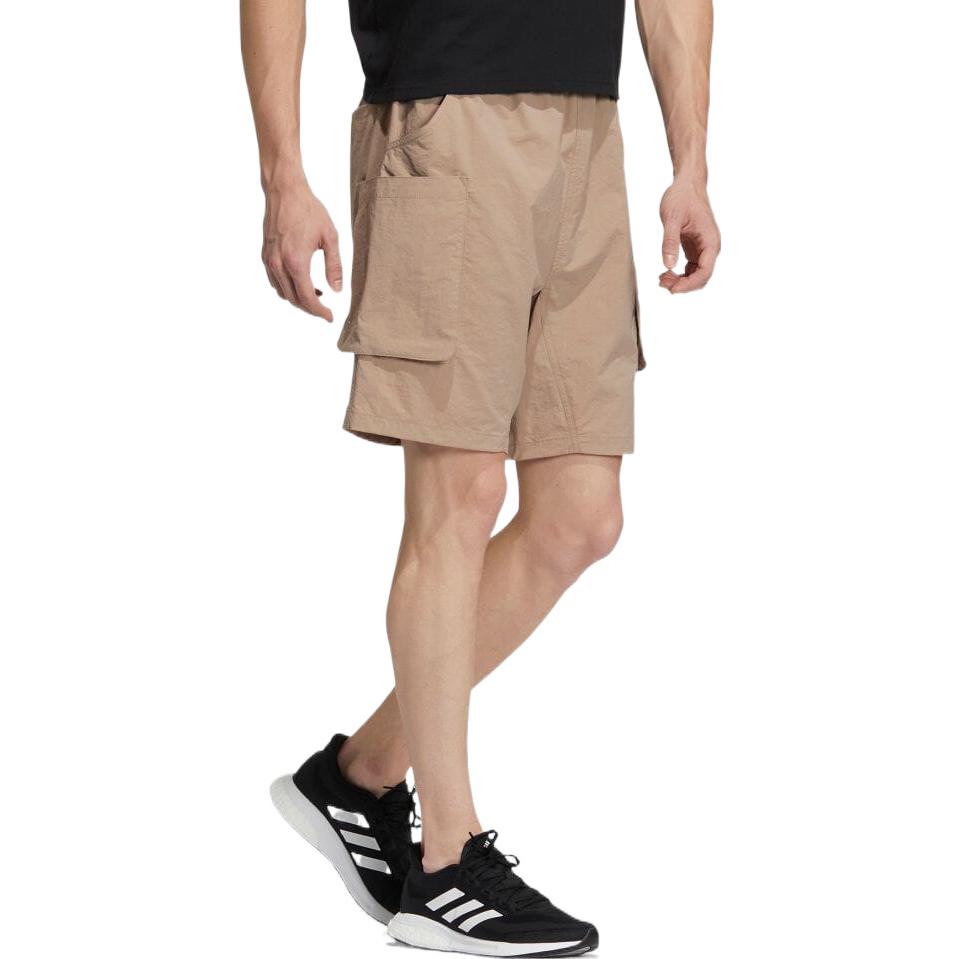 adidas Solid Color Elastic Waistband Big Pocket Shorts Khaki HD0032