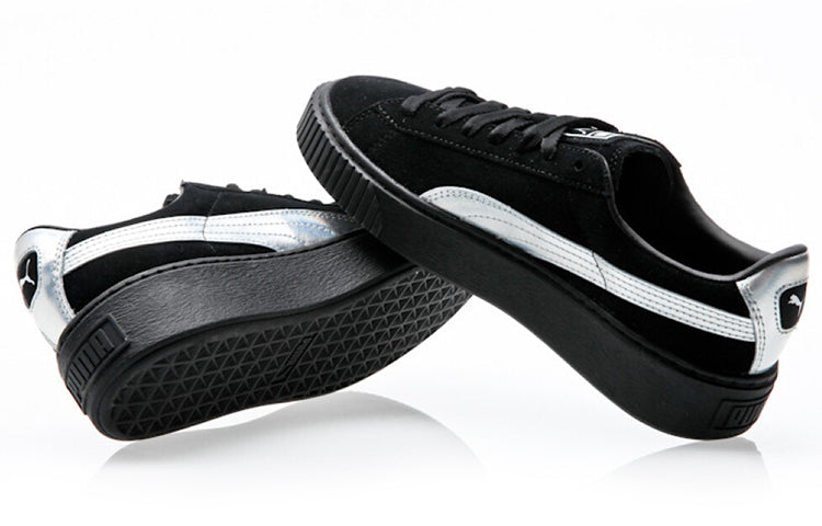(WMNS) PUMA Suede Platform 'Black/Silver' 363649-01