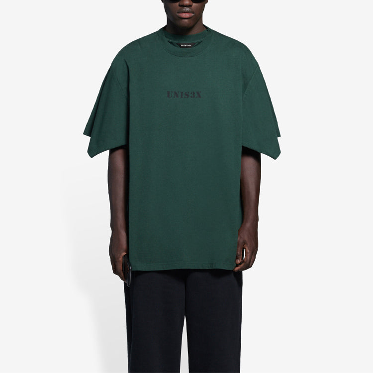 Balenciaga UNISEX-Print T-Shirt Large Fit 'Green' 657059TKV973010