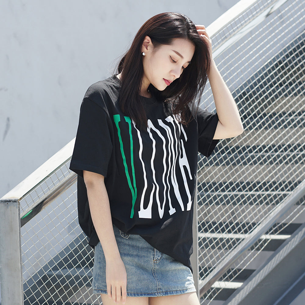 VLONE Large V Alphabet Short Sleeve Tee 'Black Green' VLTE17SS003-BLACK