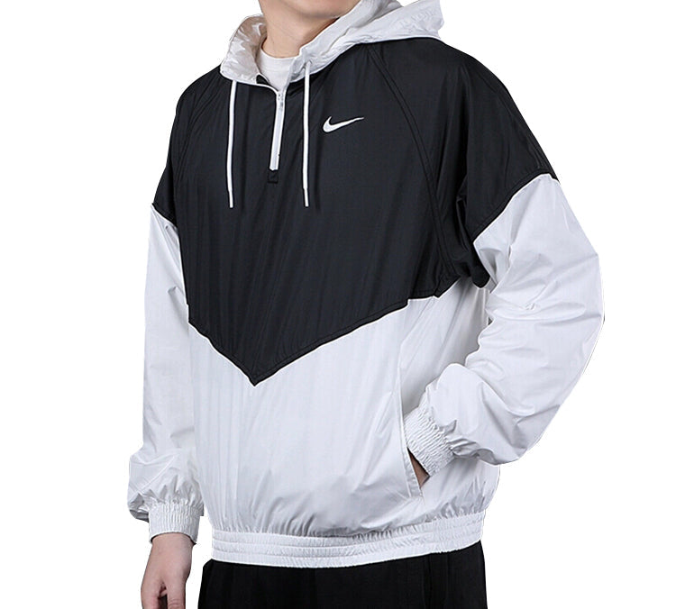 Men's Nike SB SHIELD Skateboard Half Zipper Pullover Splicing Interchange Jacket 'Black White' BV0980-010