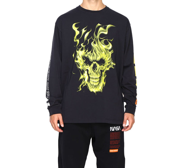 Men's HERON PRESTON Printing Long Sleeves Black HMAB002F196000150488