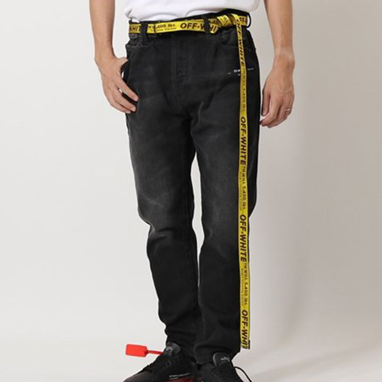 Off-White Classic Industrial Style Automatic Buckle Belt Yellow width2.5cm OMRB021E20FAB0021810
