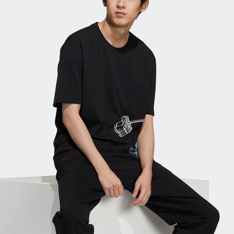adidas originals x PIXAR Crossover Logo Printing Round Neck Short Sleeve Black HD9083