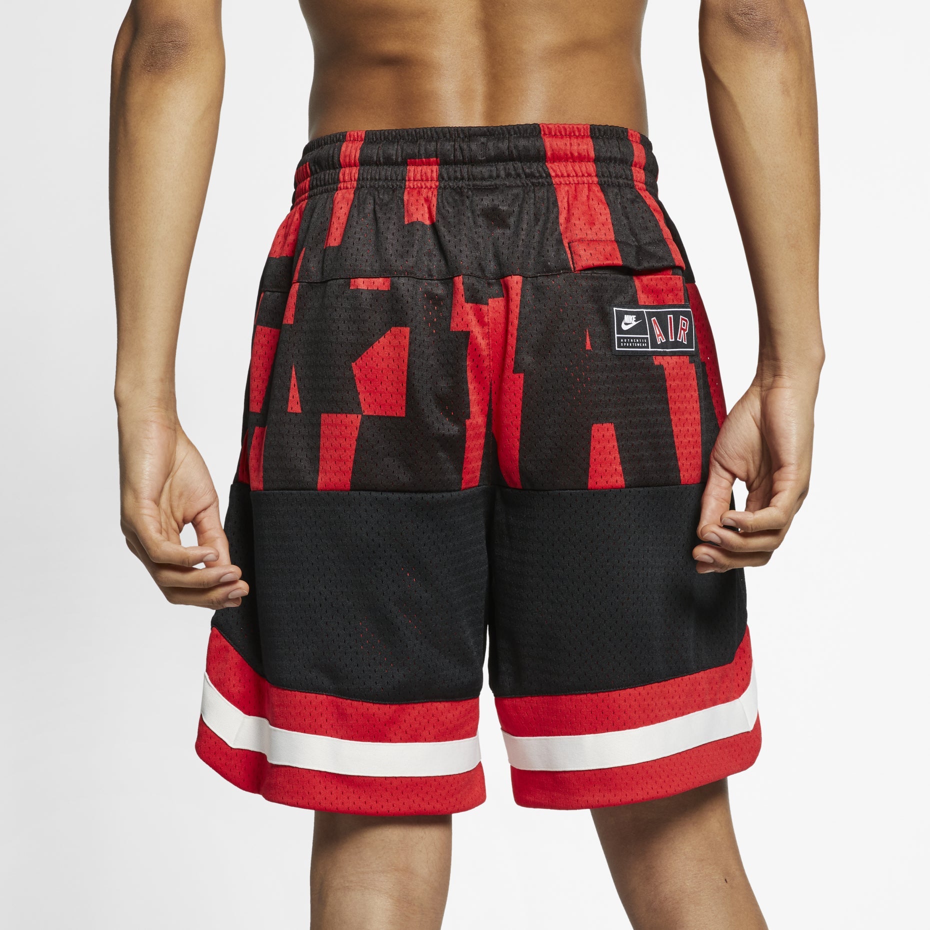 Nike Air Mesh Basketball Sports Shorts Black Red AR1842-657