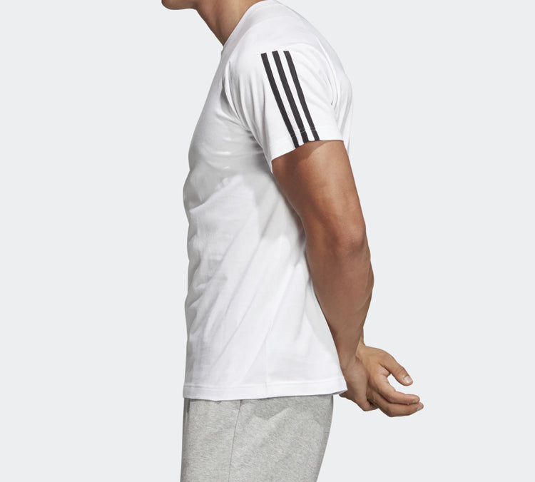 adidas Stripe Printing Training Sports Short Sleeve White DQ1453