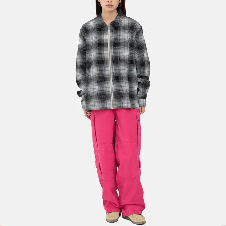 Stussy Paul Shadow Plaid Zip Shirt 'Black White' 1110238