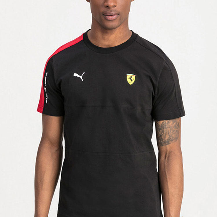PUMA Ferrari Series Athleisure Casual Sports Splicing Round Neck Short Sleeve Black 595427-02
