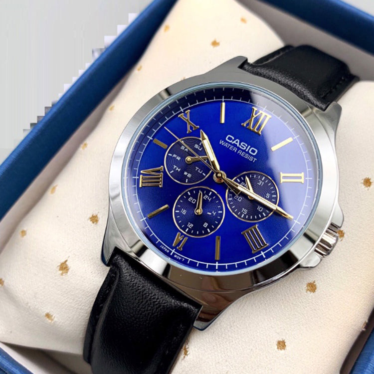 Men's CASIO ENTICER SERISE Series Minimalistic Casual Watch Mens Blue Analog MTP-V300L-2A