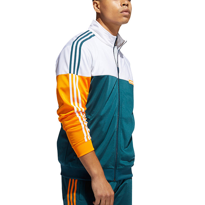 adidas originals Split Firebird Colorblock Casual Sports Stand Collar Side Stripe Windproof Jacket Yellow Green GN8618