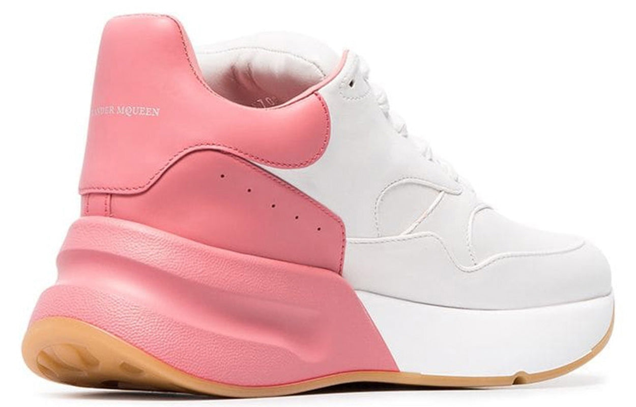 (WMNS) Alexander McQueen Oversized Runner Low Top Leather Sneakers with Mesh 'White Pink' 533709WHRU39374