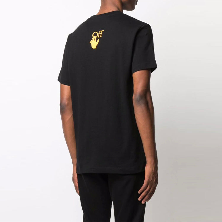 Men's Off-White SS21 Pattern Printing Short Sleeve Black T-Shirt OMAA027F21JER0141084