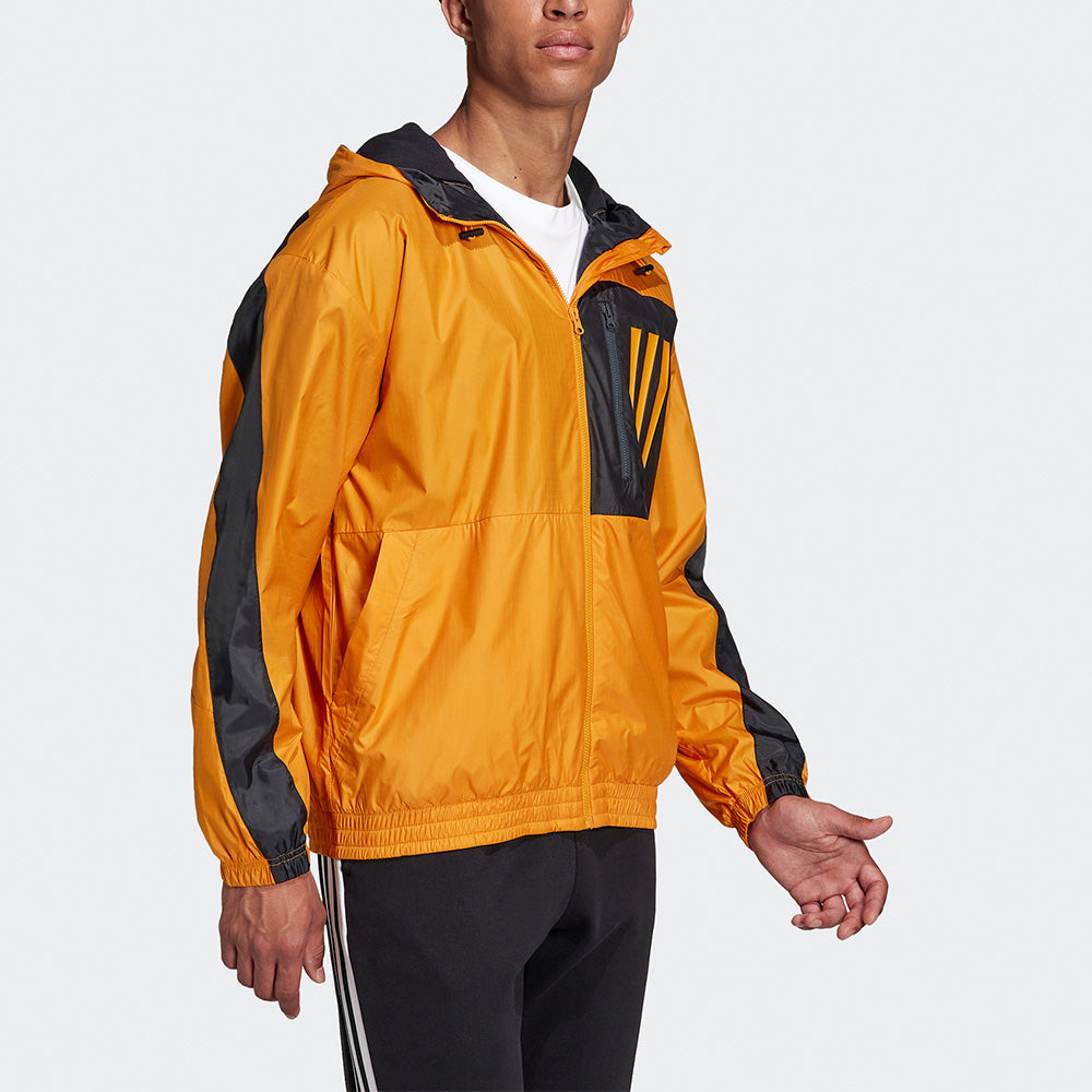 adidas M W.n.d. Jkt Pb Colorblock Pocket Sports Hooded Jacket Orange H56356
