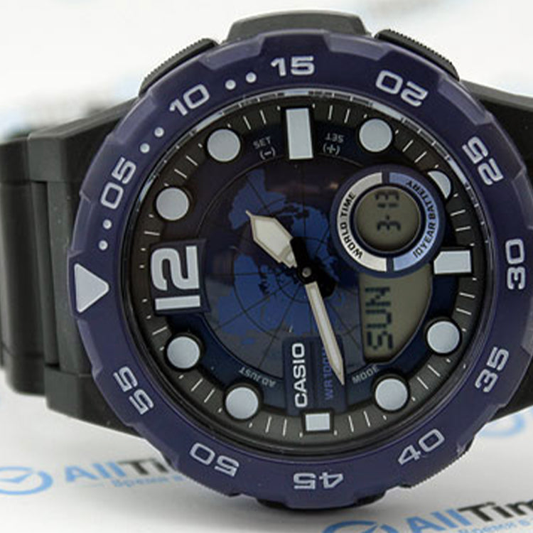 Casio Waterproof Analog-Digital Watch 'Black Blue' AEQ-100W-2A