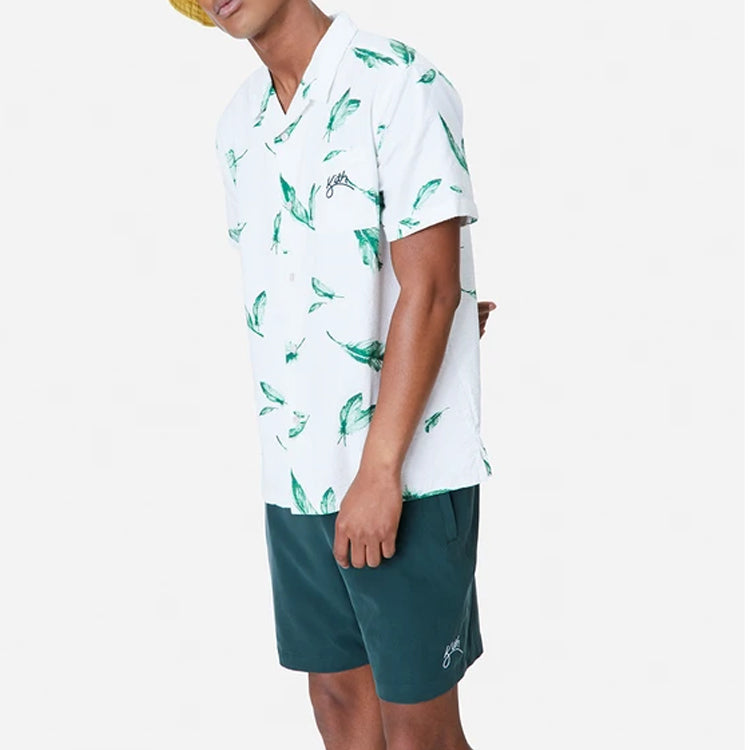KITH Camp Collar Seersucker Shirt 'White Green' KH3750-101