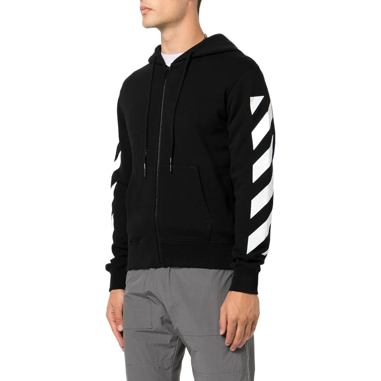 Men's Off-White FW22 Back Arrow Pattern Printing Hooded Long Sleeves Ordinary Version Black OMBE013C99FLE0061001