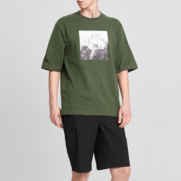THE NORTH FACE Large Printing Loose Fit Short Sleeve Couple Style Green 499V-37X