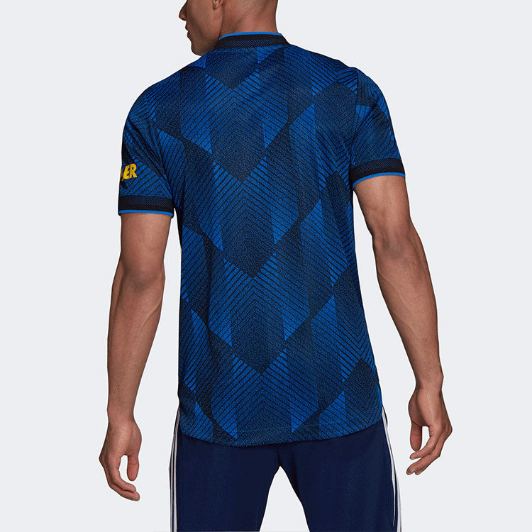 adidas 21-22 Season Player Edition Soccer/Football Sports Short Sleeve Jersey Manchester United Away Blue GM4617