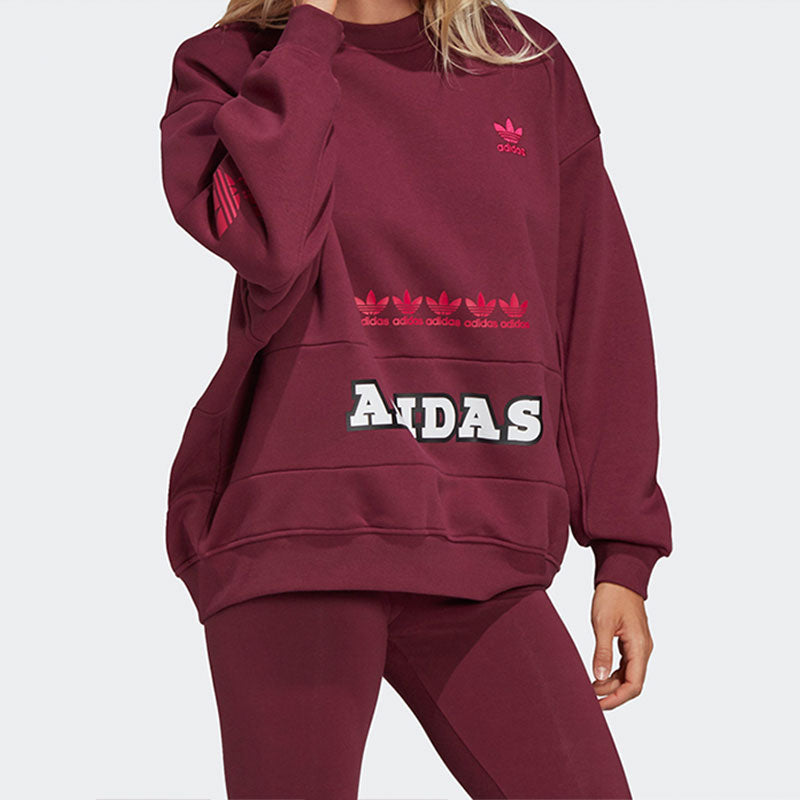 (WMNS) adidas Originals Logo Play Sweatshirt 'Claret' H20452