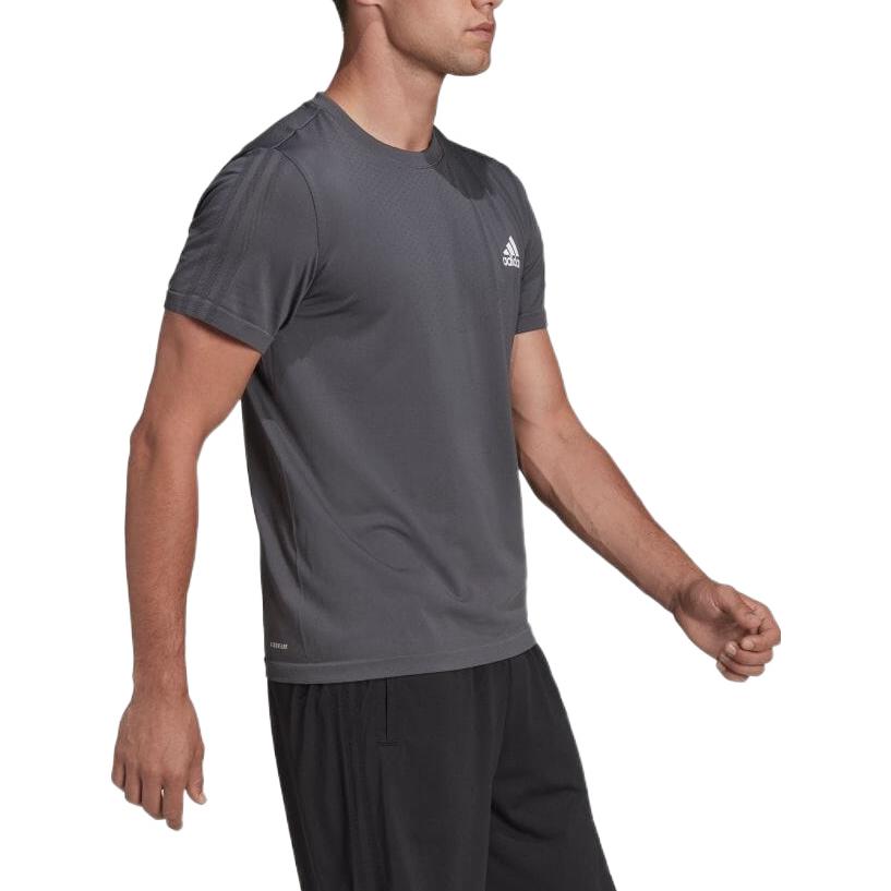 Men's adidas Logo Printing Round Neck Short Sleeve Japanese Version Gray T-Shirt HF4743