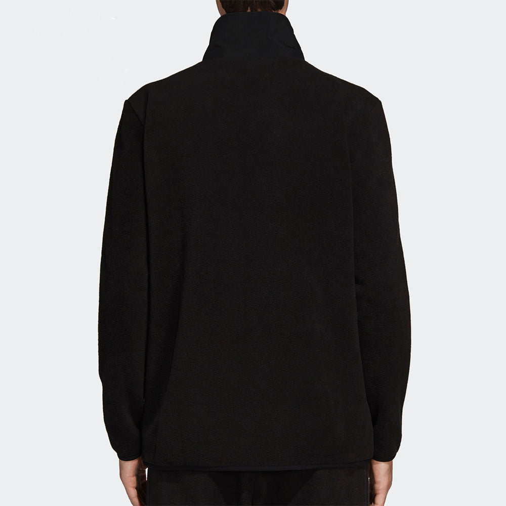 Men's adidas originals Pfleece Trktop Sports Logo Casual Suede Stay Warm Stand Collar Jacket Black EC3675