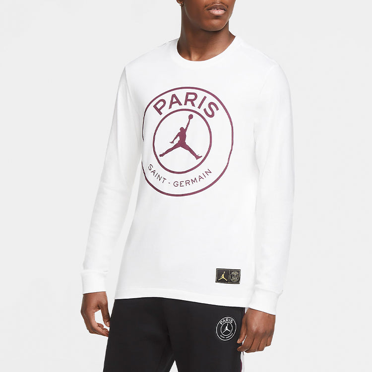 Air Jordan Paris Saint-Germain Printing Logo Long Sleeves White CK9782-100