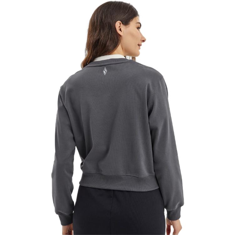 (WMNS) Skechers Letter Printed Crew Sweater 'Grey White' L323W044