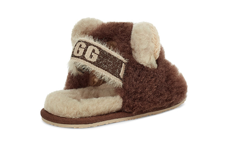 (TD) UGG Fluff Yeah Slide Lion Stuffie 'Sand Chocolate' 1127712T-SCLT