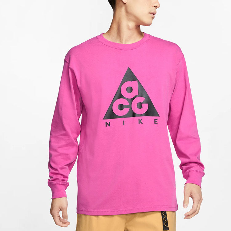 Men's Nike ACG Basic logo Long Sleeves Red T-Shirt 'Lotus Pink Black' BQ7203-662