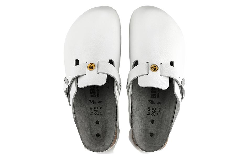 Birkenstock Boston ESD Natural Leather Narrow Fit Sandals 'White' 0061378