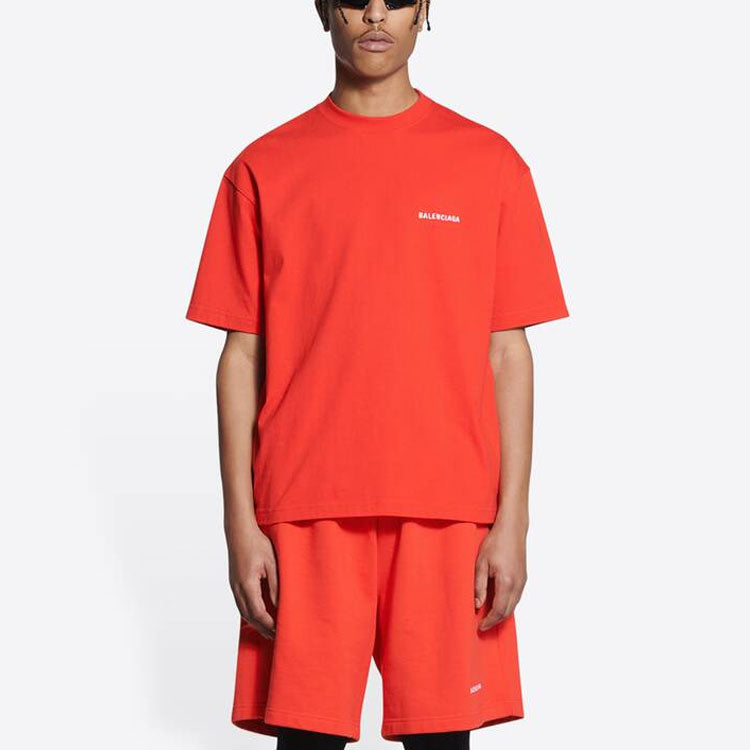 Balenciaga Logo T-Shirt Medium Fit 'Bright Red' 612966TMVF43168