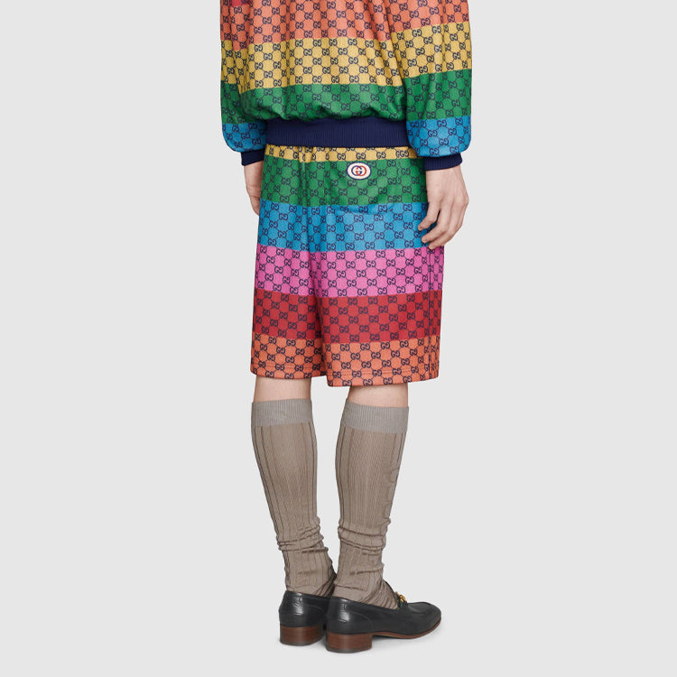 Gucci SS21 Multicolor Double G Alphabet Pattern Lacing Knit Shorts 661176-XJDLP-4206