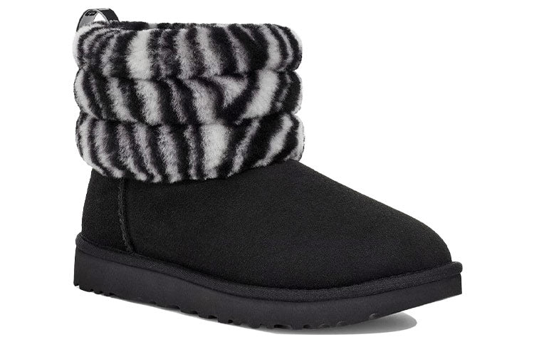 (WMNS) UGG Fluff Mini Quilted Leopard Zebra 1112439-BWHT
