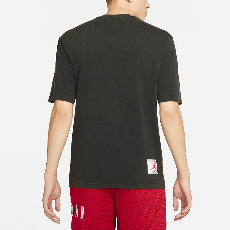 Air Jordan Basketball Sports Printing Round Neck Short Sleeve Black CV5108-010