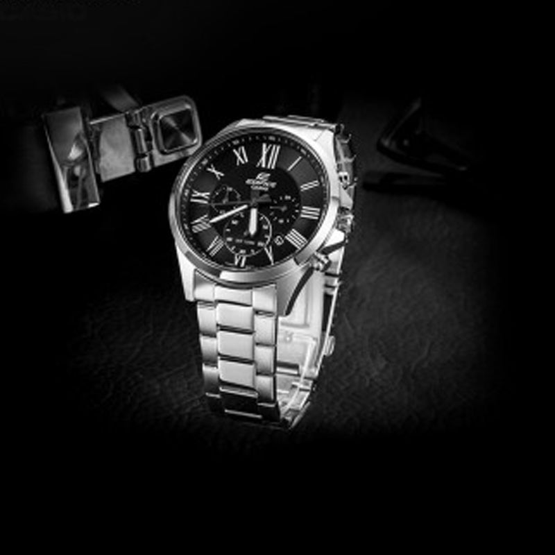 CASIO Stainless Steel Strap Mens Black Analog EFV-500D-1A