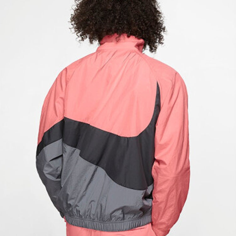 Nike Large logo Windbreaker Jacket Black Gray Pink AR3132-668