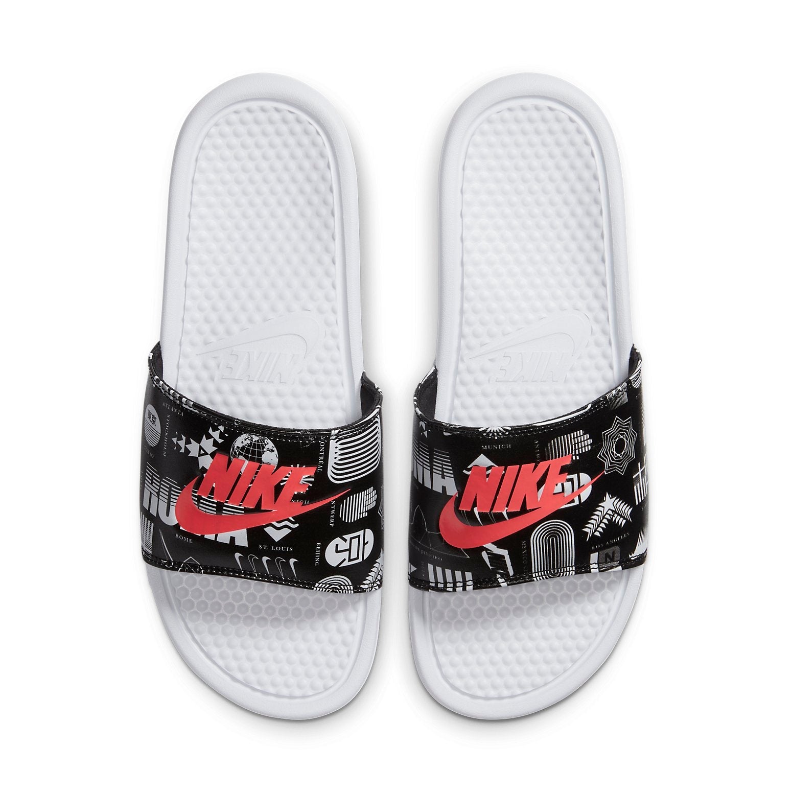Nike Benassi JDI Print White Black Slippers 'White Black' 631261-107