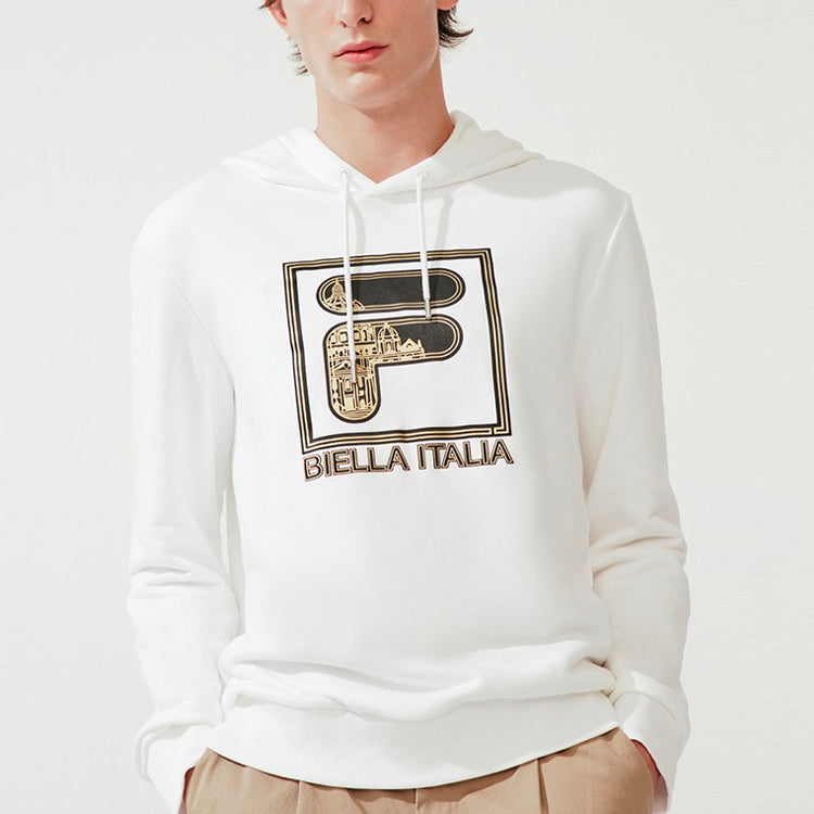 FILA Print Monogrammed Sports Hooded Jumper For Men White F11M018206G-WT