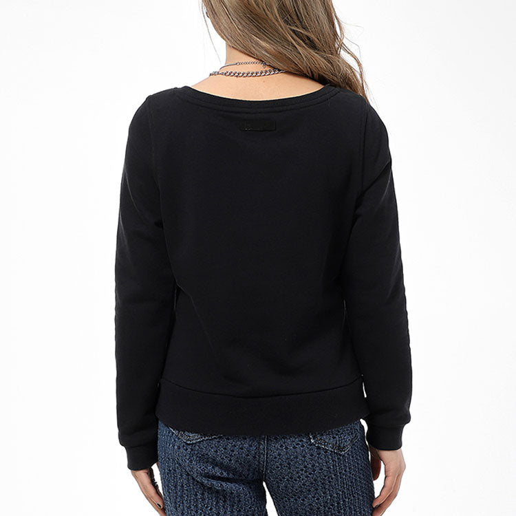 (WMNS) New Balance Logo Sweatshirt Asia Sizing 'Black White' AWT71616-BK