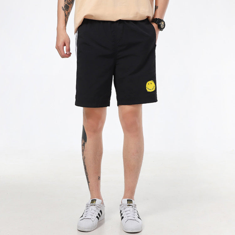 adidas neo M Smly Shorts Smiling Face Printing Stripe Sports Black GP5786