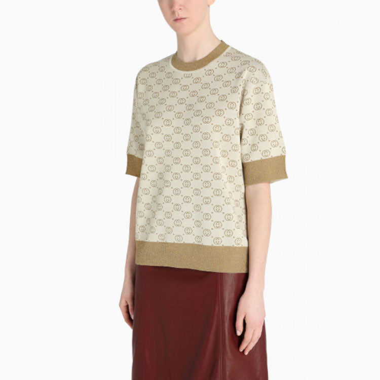 (WMNS) Gucci G Jacquard Wool Mid-Sleeve Sweater For Yellow 605920-XKAHT-8007