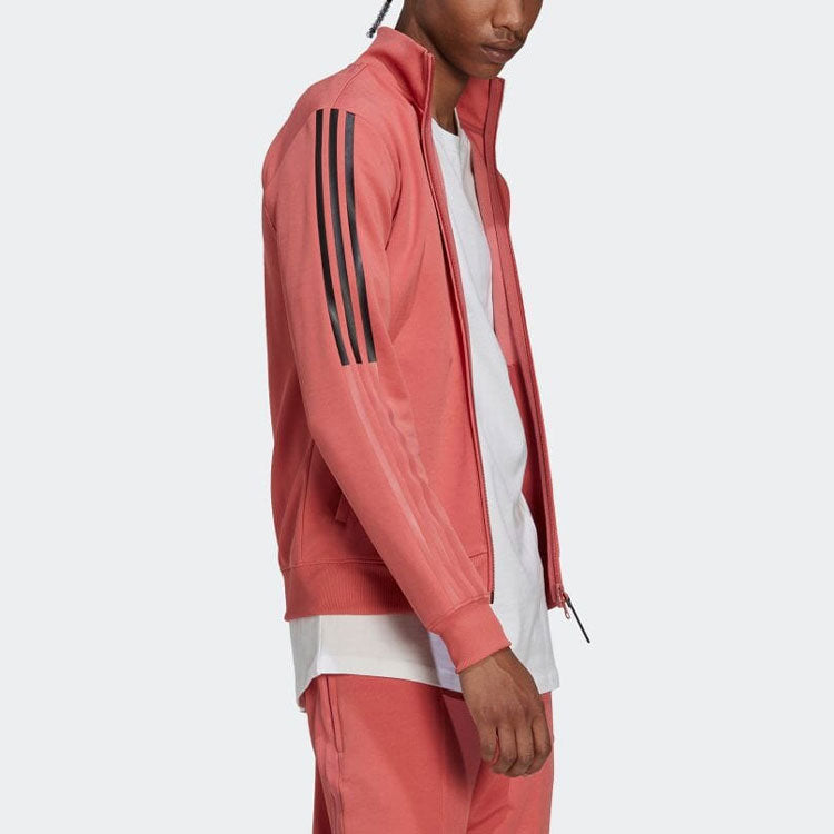 adidas Side Stripe Logo Stand Collar Jacket Pink HN1948