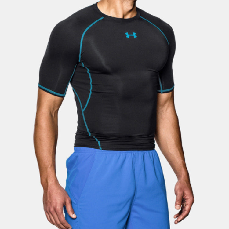 Men's Under Armour HeatGear Armour Short Sleeve Sports Tops Black 1257468-002