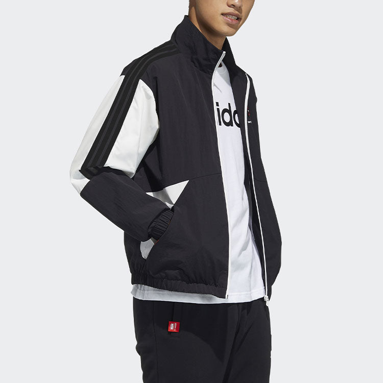 adidas neo Pattern Colorblock Sports Jacket Black H44998