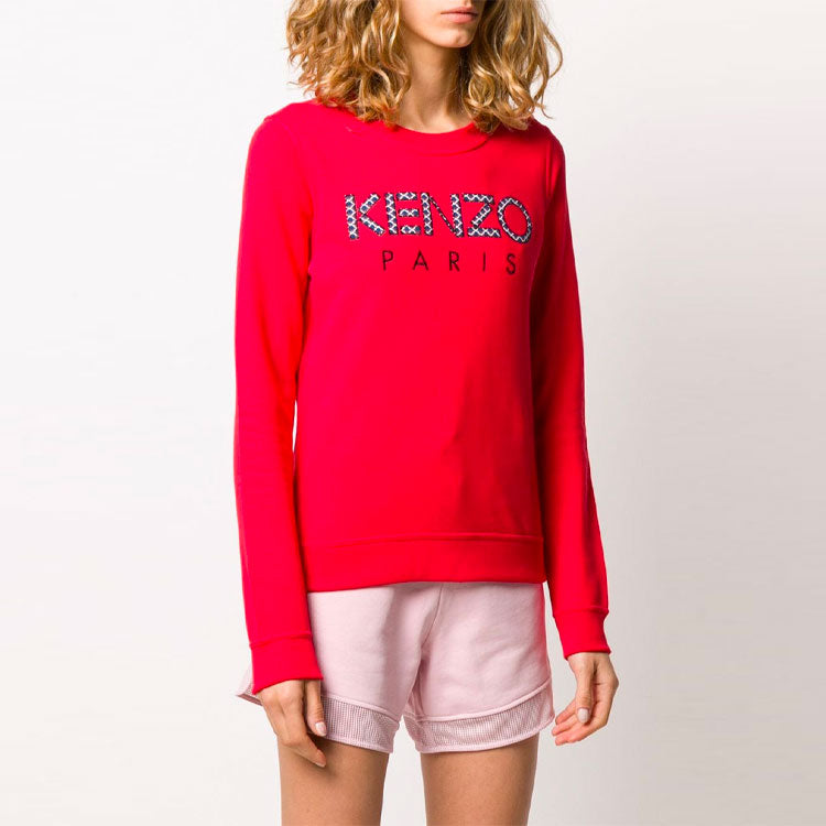 (WMNS) KENZO SS20 Logo Printing Sports Hoodie Red FA52SW707962-21