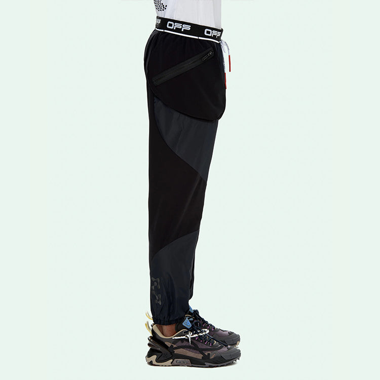 Off-White Logo Arrow Printing Drawstring Sports Long Pants Slim Fit Version Black OMVG011V21FAB0011001