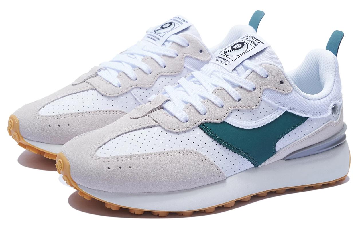 Li-Ning Cosmos Classic Trainers Retro Walking Shoes 'White Beige Teal' AGCT048-1