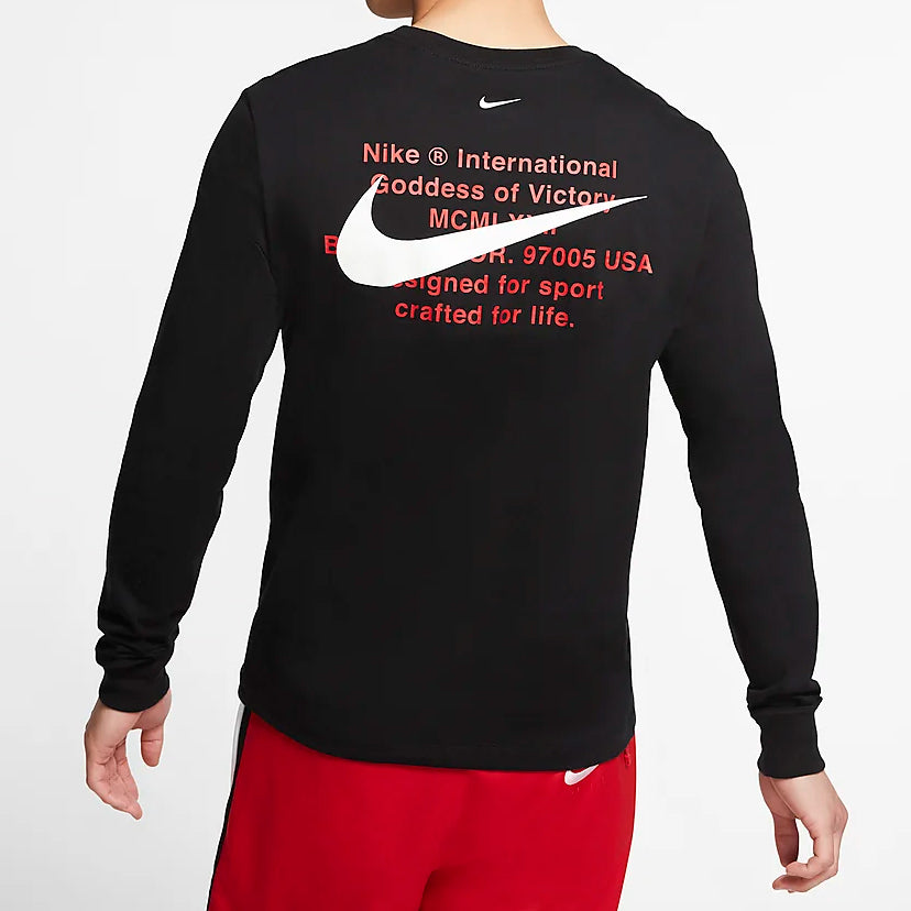 Nike Sportswear Swoosh LS Tee Round Neck Long Sleeves US Edition Black CK2259-010